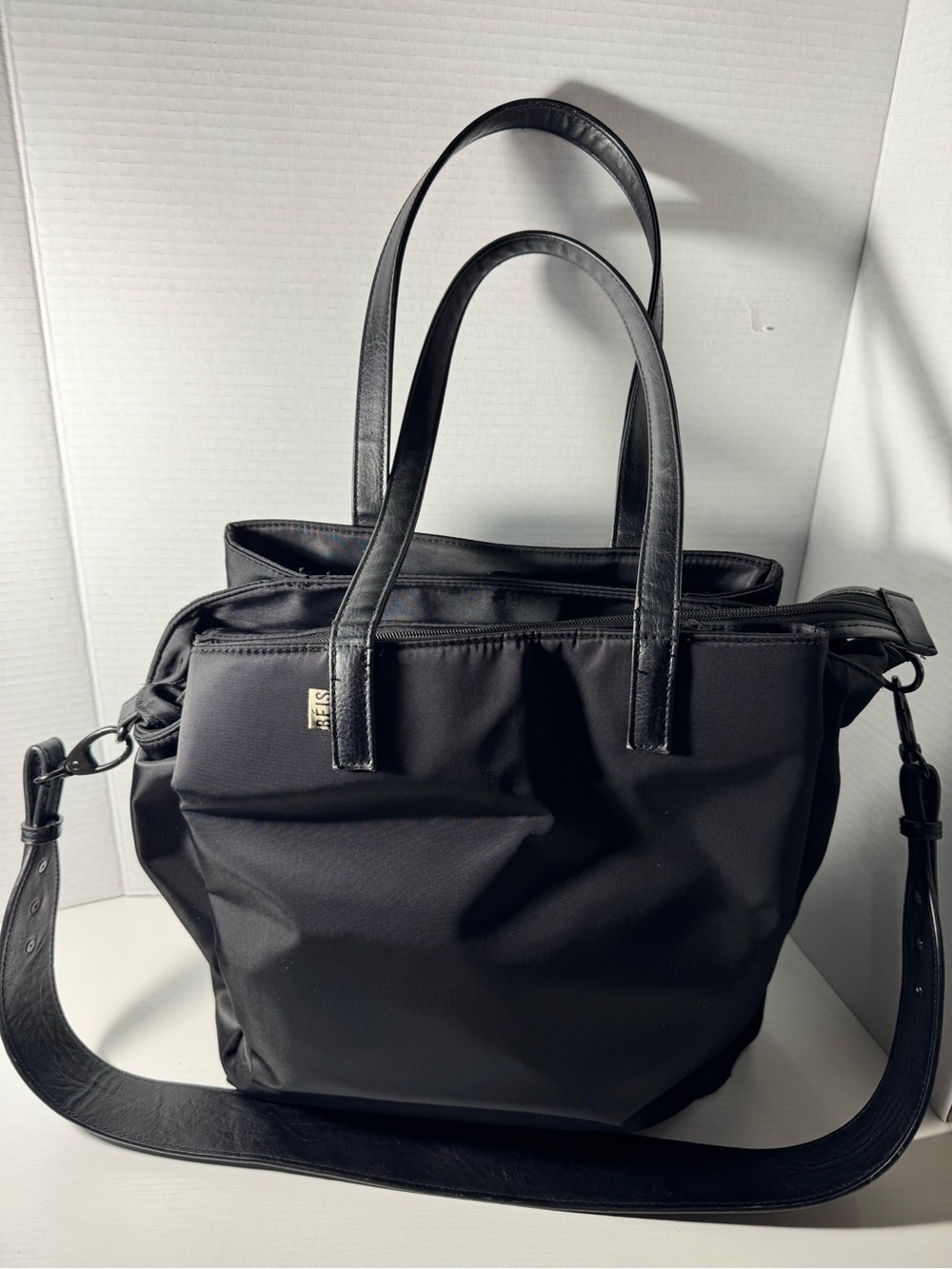 BEIS Black Nylon Tote with Detachable Shoulder Strap